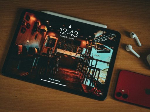 a tablet with a picture of a bar on it